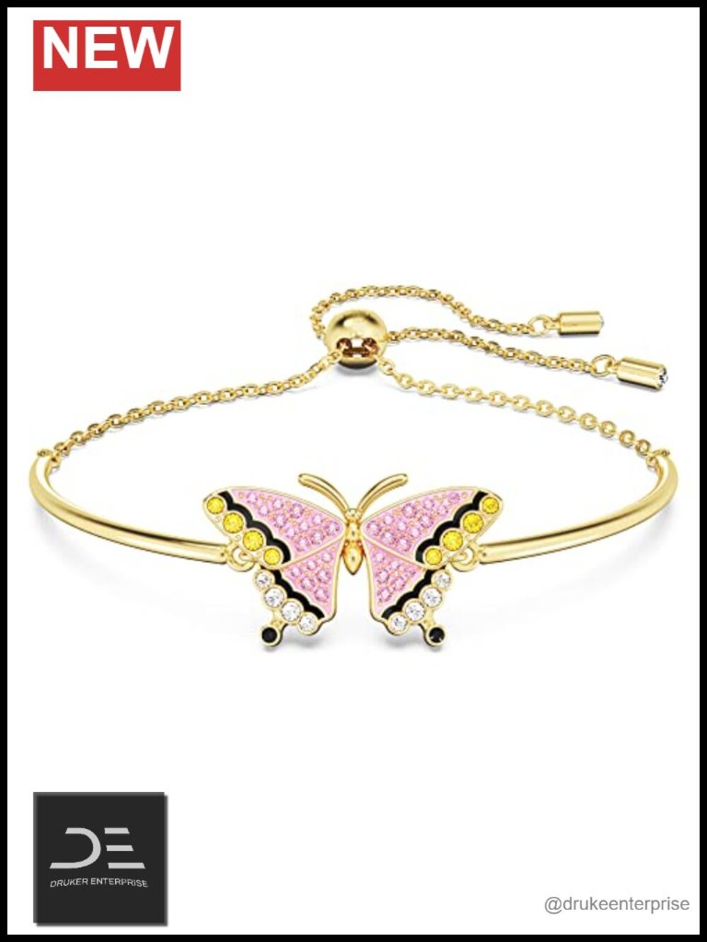 Swarovski Crystal Butterfly Link Bracelet Gold-Tone
